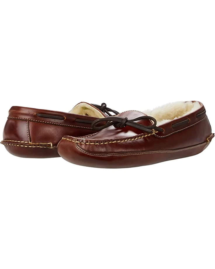 L.L.Bean Leather Double-Sole Slippers Shearling Lined 1 L.L.Bean Leather Double-Sole Slippers Shearling Lined