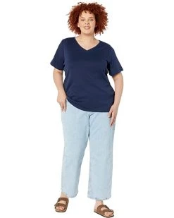 L.L.Bean Shirts & Tops Plus Size Pima Tops Shaped V-Neck Short Sleeve Tee -L.L.Bean Shop 61V3Vbv3uNL. AC SR736920