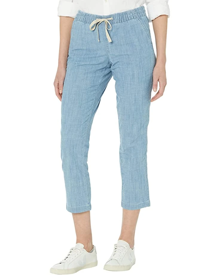 L.L.Bean Lakewashed Chino Pull-On Chambray Pants Ankle 1 L.L.Bean Lakewashed Chino Pull-On Chambray Pants Ankle