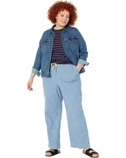 L.L.Bean Plus Size Lakewashed Pull-On Chambray Wide Leg Pants 7 L.L.Bean Plus Size Lakewashed Pull-On Chambray Wide Leg Pants -L.L.Bean Shop 712MEHyHTL. AC SR736920