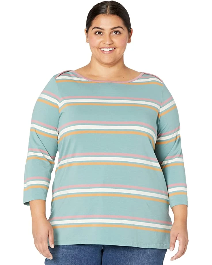 71EBSxsObZL._AC_SR736920_.jpg L.L.Bean Shirts & Tops Plus Size Soft Stretch Supima Boatneck 3/4 Sleeve Stripe -L.L.Bean Shop