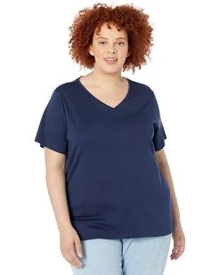 L.L.Bean Shirts & Tops Plus Size Pima Tops Shaped V-Neck Short Sleeve Tee