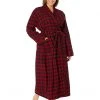 L.L.Bean Sleepwear Plus Size Scotch Plaid Flannel Robe Unlined Plaid