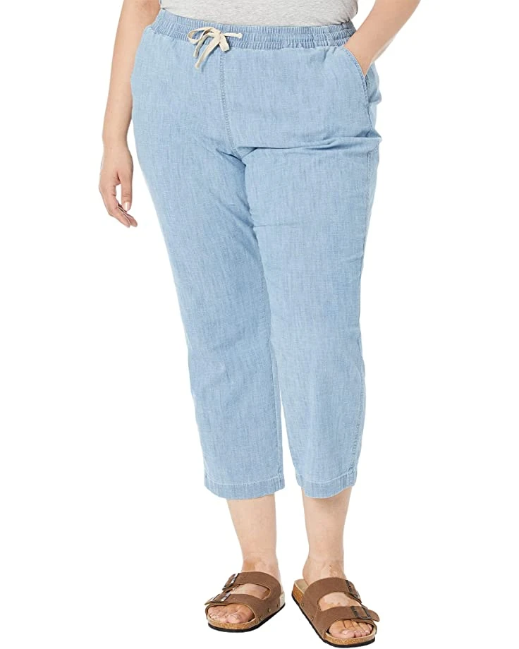 L.L.Bean Plus Size Lakewashed Chino Pull-On Chambray Pants Ankle 1 L.L.Bean Plus Size Lakewashed Chino Pull-On Chambray Pants Ankle