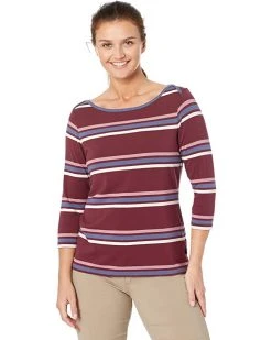 L.L.Bean Shirts & Tops Petite Soft Stretch Supima Boatneck 3/4 Sleeve Stripe
