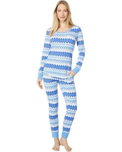 L.L.Bean Sleepwear Mini Waffle Lounge Set Print