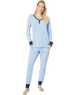 L.L.Bean Sleepwear Super Soft Shrink-Free Lounge Set Stripe