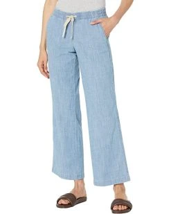 L.L.Bean Jeans Lakewashed Pull-On Chambray Wide Leg Pants