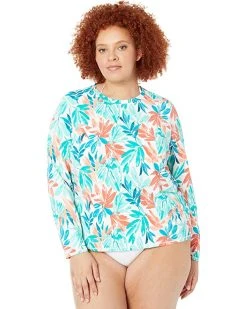 L.L.Bean Swimwear Plus Size Sunsmart UPF 50+ Sun Shirt Print