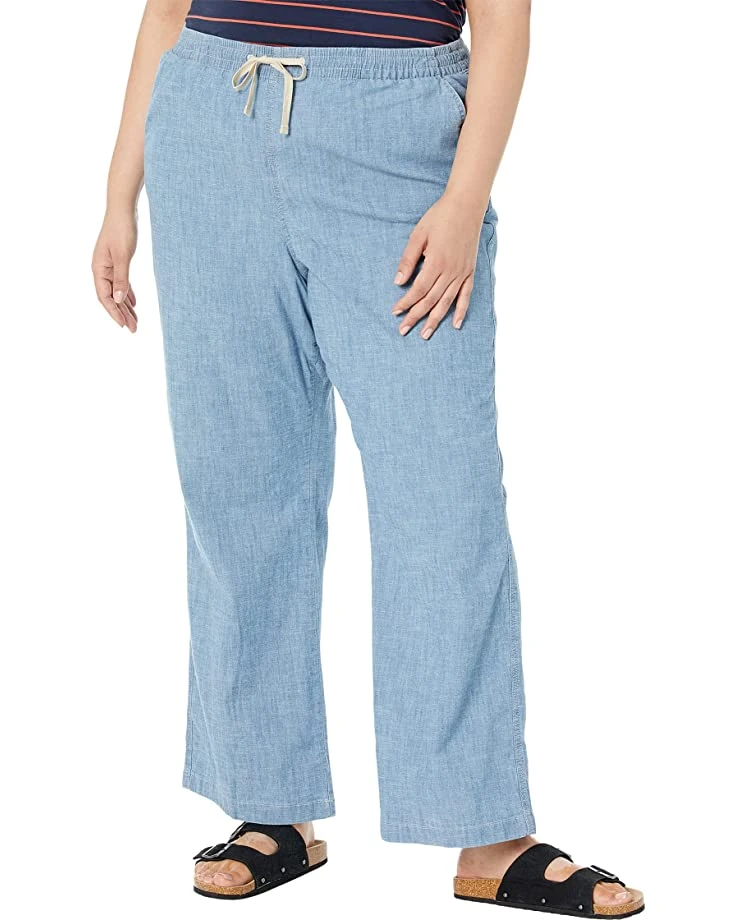 L.L.Bean Plus Size Lakewashed Pull-On Chambray Wide Leg Pants 1 L.L.Bean Plus Size Lakewashed Pull-On Chambray Wide Leg Pants