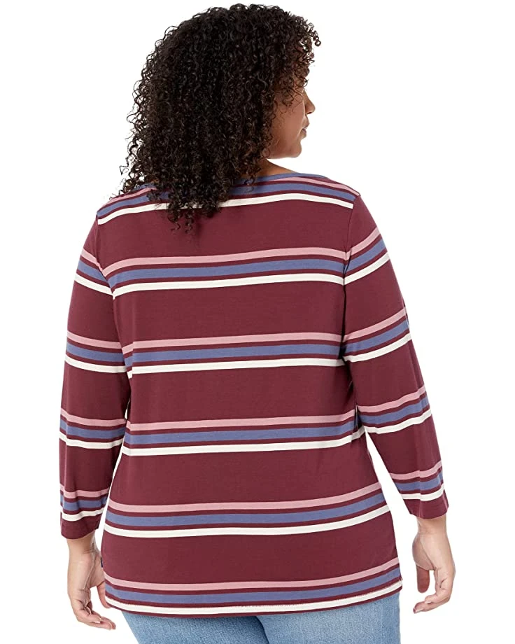 81PFtlavAxL._AC_SR736920_.jpg L.L.Bean Shirts & Tops Plus Size Soft Stretch Supima Boatneck 3/4 Sleeve Stripe -L.L.Bean Shop