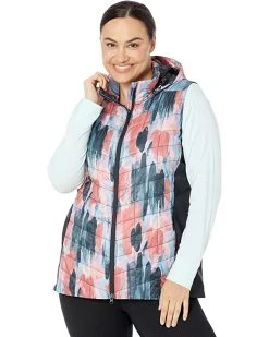 L.L.Bean Coats & Outerwear Plus Size Primaloft Packaway Long Vest Print